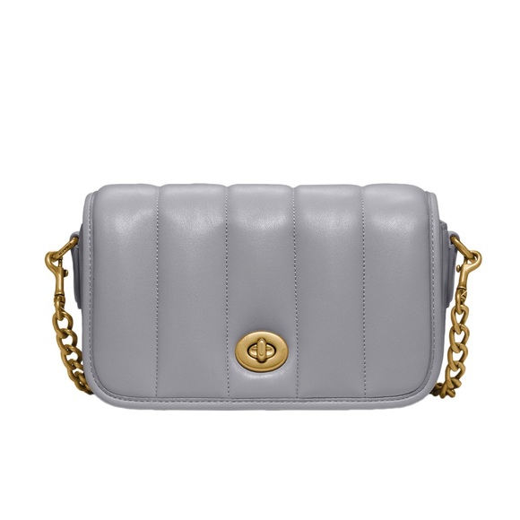 Coach Originals Quilted Turnlock Convertible Dinky 18 Leather Bag Granite Grey - Picture 4 of 11